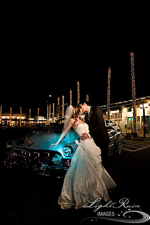 bride and groom night shot