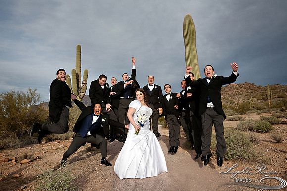 bride with groomsmen